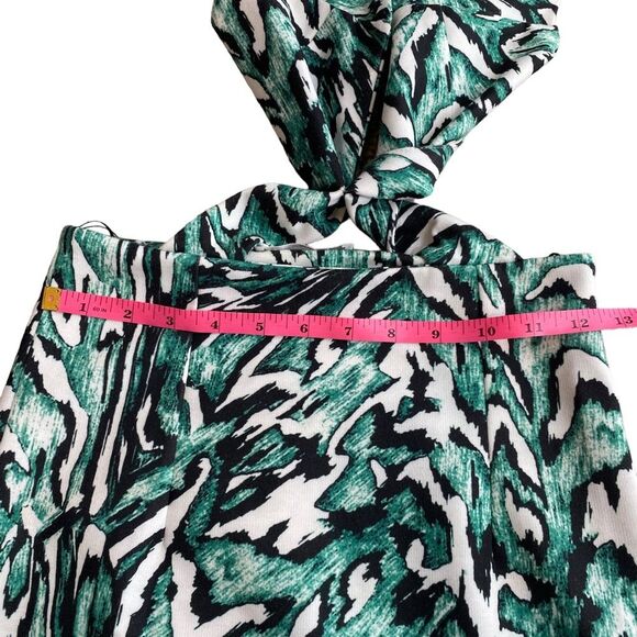 Zara Collection Size S Cutout Halter Strappy Mini Dress Green Black Tropical - Picture 8 of 9